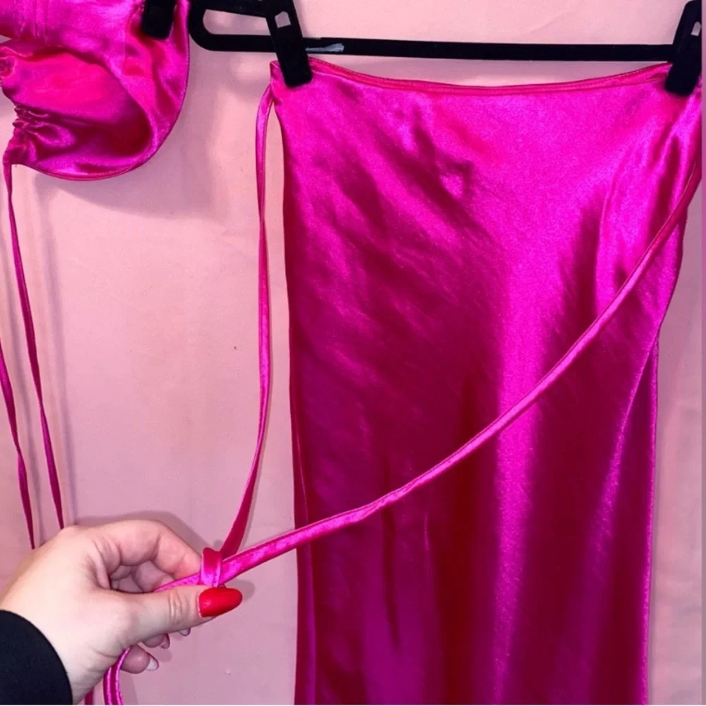 Top Shop Skirt Set Pink Fuchsia Halter Straples Hot Summer Island 6 Small/Medium - Picture 5 of 16